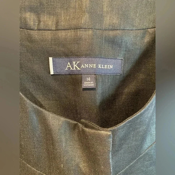 Anne Klein Women’s 100% Linen Blk Cuffed 3/4 Sleeve Elegant Blazer Jacket 14 EUC - Picture 4 of 11
